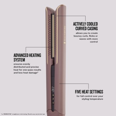 Випрямляч Remington AIRvive, 61Вт, темп.режимов-5, 150-230С, дісплей, кераміка, фіолетово-злотий