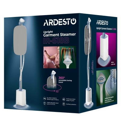 Відпарювач Ardesto вертикальний IR-S18B, 1800Вт, 1800мл, дошка, нерж. сталь, білий+сірий