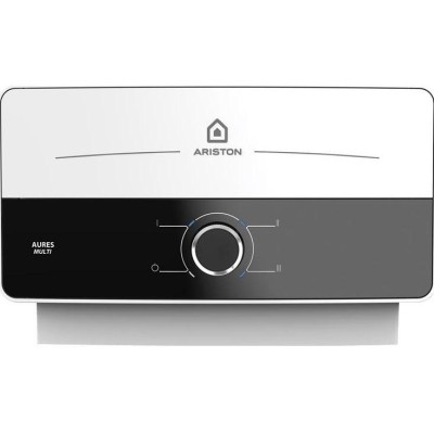 Водонагрівач електр. Ariston проточний AURES SM 7.7, 4,4л.хв, 7,7кВт, горизонтальний монтаж, мех. кер-ння, A, В'єтнам, біло-чорн