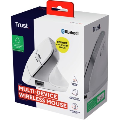 Миша Trust Bayo+ Multidevice Ergonomic, BT/WL/USB-A, біла