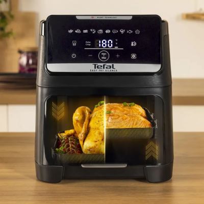 Мультипіч Tefal Easy Fry Silence XXL, 1800Вт, чаша-7, сенсорне керув., 10 програм, з віконцем, пластик, чорний