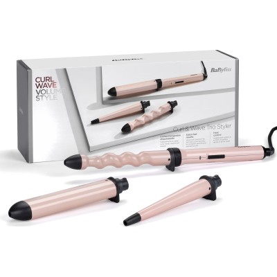 Мультистайлер Babyliss Curl & Wave Trio Styler, 58Вт, темп.режимов-2, 180°C, 210°C , термо килимок, рукавиця, кераміка, чорно-ро