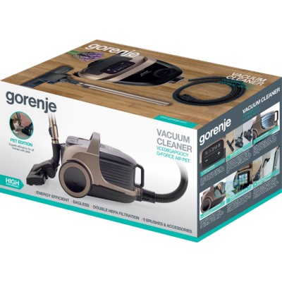 Пилосос Gorenje контейнерний, 850Вт, конт пил -3.3л, HEPA, телескоп трубка, сенсорне упр, бронзовий