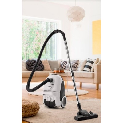 Пилосос Gorenje мішковий, 800Вт, 3л, вага-6.5кг, HEPA, індикатор, телескоп, білий