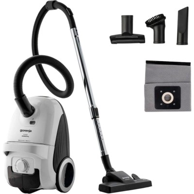 Пилосос Gorenje мішковий, 800Вт, 3л, вага-6.5кг, HEPA, індикатор, телескоп, білий
