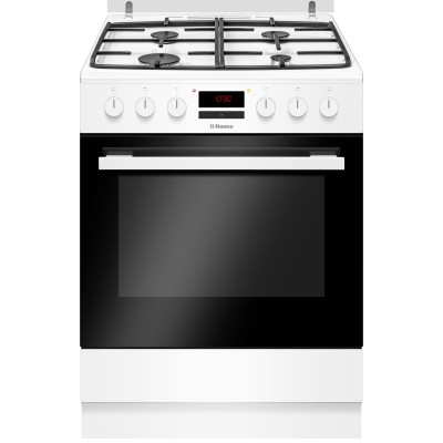 Плита Hansa комбінована, 60х60см, 65л, чавун, газ контр., дисплей, конвекція, білий