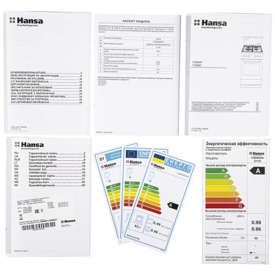 Плита Hansa комбінована, 62л, 50x60см, дисплей, конвекція, чавун, нерж