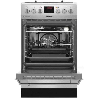 Плита комбінована Hansa, 50х60см, 65л, чавун, газ контр., дисплей, нержавіюча сталь