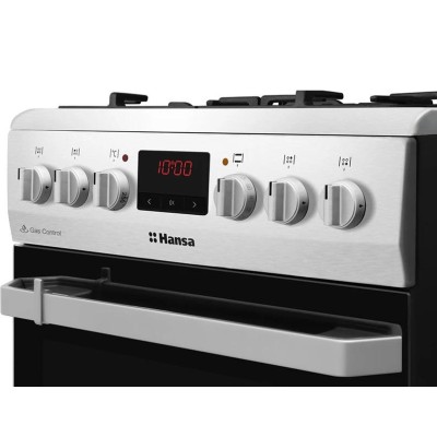 Плита комбінована Hansa, 50х60см, 65л, чавун, газ контр., дисплей, нержавіюча сталь