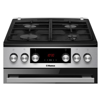Плита комбінована Hansa, 50х60см, 65л, чавун, газ контр., дисплей, нержавіюча сталь