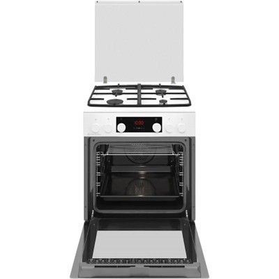 Плита комбінована Hansa, 60х60см, 77л, чавун, газ контр., дисплей, білий