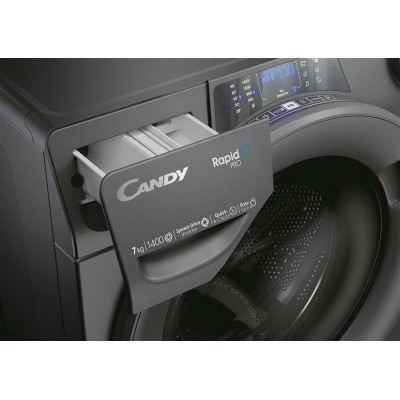 Пральна машина Candy фронтальна, 7кг, 1400, A+++, 45см, дисплей, пара, інвертор, cріблястий
