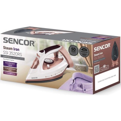 Праска Sencor, 3100Вт, 280мл, паровий удар -170гр, постійна пара - 35гр, керам. підошва, білий-золото