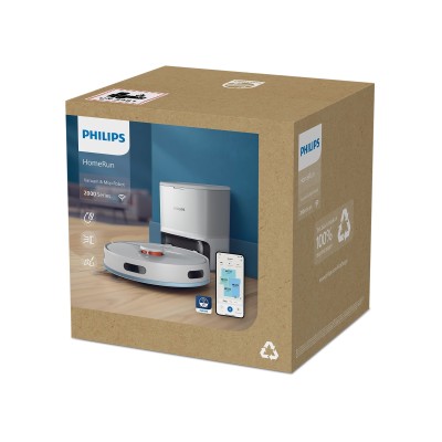 Робот-пилосос Philips Series 2000, h=9.7см, вологе прибирання, конт пил -0.38л, вода -0.3л, автон. робота до 120хв, EPA 11, Wi-F
