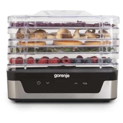 Сушарка для продуктів Gorenje 230Вт, піддонів - 5x2.8см, діаметр - 29см, макс - 75°С, електр.упр,білий