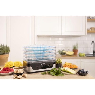 Сушарка для продуктів Gorenje 230Вт, піддонів - 5x2.8см, діаметр - 29см, макс - 75°С, електр.упр,білий
