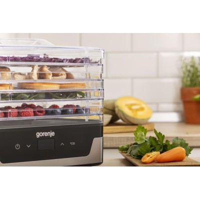 Сушарка для продуктів Gorenje 230Вт, піддонів - 5x2.8см, діаметр - 29см, макс - 75°С, електр.упр,білий