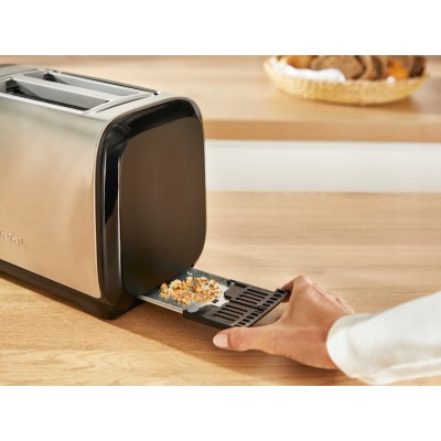 Тостер Tefal Subito 1100Вт, розморожування, щипці, нерж. сталь, чорний