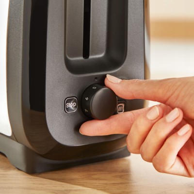 Тостер Tefal Subito 1100Вт, розморожування, щипці, нерж. сталь, чорний