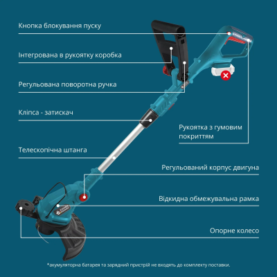 Тример садовий акумуляторний Konner&Sohnen KS GT-20V 20В літій-іонна 8500об/хв 1.95кг без АКБ за ЗП