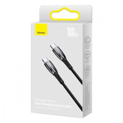 Кабель Baseus Glimmer Series Fast Charging Type-C to Type-C 100W (1m) black