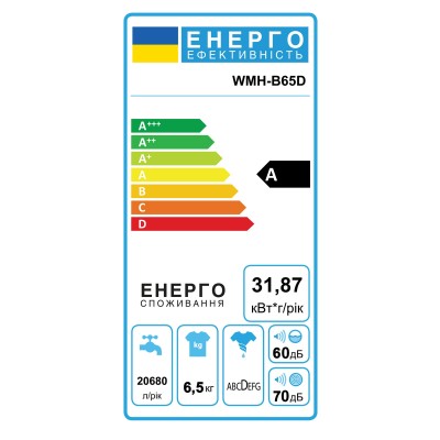 Пральна машина ARDESTO напівавтомат., 6.5кг, 1350, A, 41см, віджим, білий (WMH-B65D)