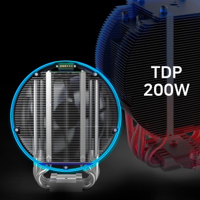 Процесорний кулер Zalman ZET5, ARGB LGA 1851, 1700, 1200, 115x, AM5, AM4, 4pin PWM, 3pin+5VARGB, TDP200W, чорний