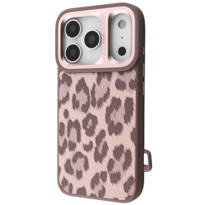 Чохол Kajsa Leopard Pattern with Magnetic Ring iPhone 17 Pro desert titanium