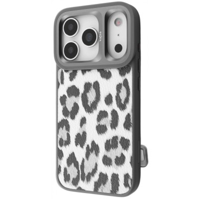Чохол Kajsa Leopard Pattern with Magnetic Ring iPhone 17 Pro gray