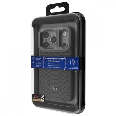 Чохол Kajsa Snake Pattern with Magnetic Ring iPhone 17 Pro Max gray