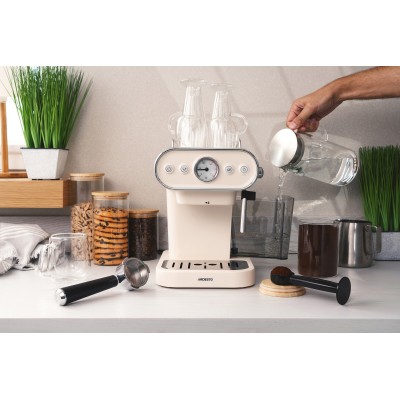 Кавоварка Ardesto ріжкова Vintage Dream 1.2л, мелена, ручний капучинатор, підігрів чашок, бежевий (FCM-E15BG) Кавоварка Ardesto ріжкова Vintage Dream 1.2л, мелена, ручний капучинатор, підігрів чашок, бежевий (FCM-E15BG)