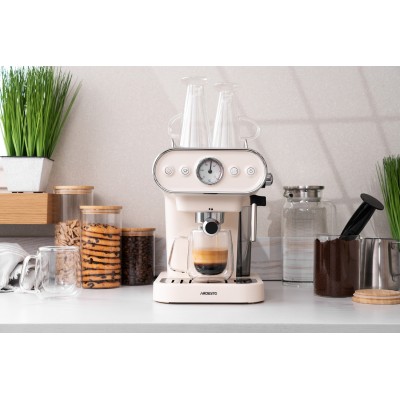 Кавоварка Ardesto ріжкова Vintage Dream 1.2л, мелена, ручний капучинатор, підігрів чашок, бежевий (FCM-E15BG) Кавоварка Ardesto ріжкова Vintage Dream 1.2л, мелена, ручний капучинатор, підігрів чашок, бежевий (FCM-E15BG)