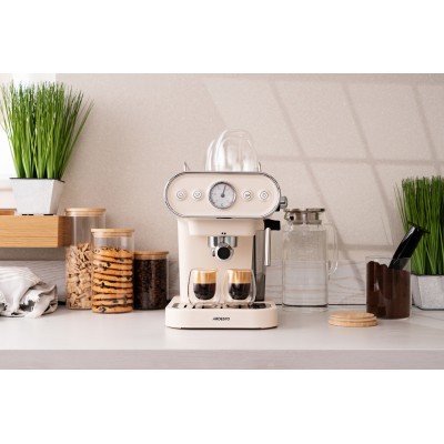 Кавоварка Ardesto ріжкова Vintage Dream 1.2л, мелена, ручний капучинатор, підігрів чашок, бежевий (FCM-E15BG) Кавоварка Ardesto ріжкова Vintage Dream 1.2л, мелена, ручний капучинатор, підігрів чашок, бежевий (FCM-E15BG)