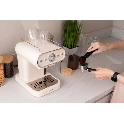 Кавоварка Ardesto ріжкова Vintage Dream 1.2л, мелена, ручний капучинатор, підігрів чашок, бежевий (FCM-E15BG) Кавоварка Ardesto ріжкова Vintage Dream 1.2л, мелена, ручний капучинатор, підігрів чашок, бежевий (FCM-E15BG)