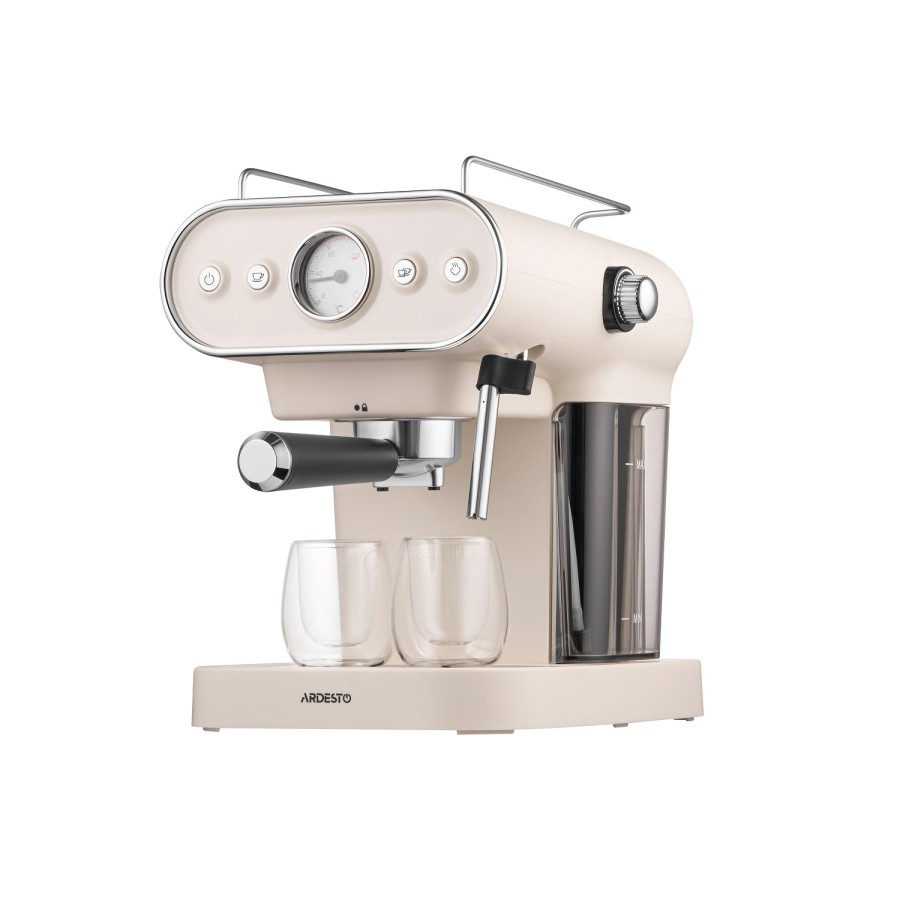 Кавоварка Ardesto ріжкова Vintage Dream 1.2л, мелена, ручний капучинатор, підігрів чашок, бежевий (FCM-E15BG) Кавоварка Ardesto ріжкова Vintage Dream 1.2л, мелена, ручний капучинатор, підігрів чашок, бежевий (FCM-E15BG)