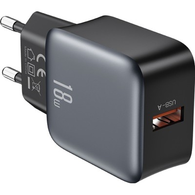 мережева зарядка XO L152 - 18W QC Single port USB-A (Чорна)
