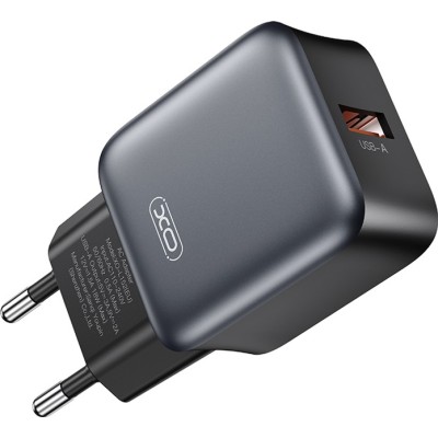 мережева зарядка XO L152 - 18W QC Single port USB-A (Чорна)