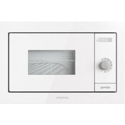 Мікрохвильова піч Gorenje вбудовувана Simplicity, 23л, міх. управл., 900Вт, гриль, дисплей, білий (BM235G1SYW)