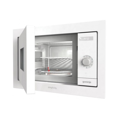 Мікрохвильова піч Gorenje вбудовувана Simplicity, 23л, міх. управл., 900Вт, гриль, дисплей, білий (BM235G1SYW)