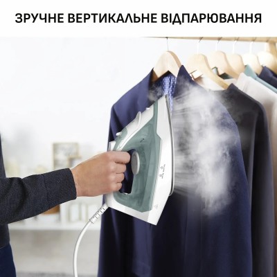 Праска Tefal Virtuo 30, 2000Вт, 240мл, паровий удар -120гр, постійна пара - 27гр, керам. підошва, біло-зелений (FV2C42E0)
