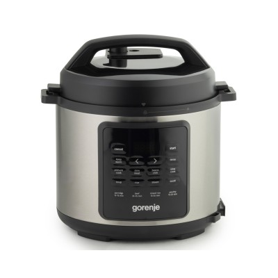 Мультиварка-скороварка Gorenje, 1000Вт, чаша-6л, електронне керув., 8 програм, метал/пластик, чорний-нерж