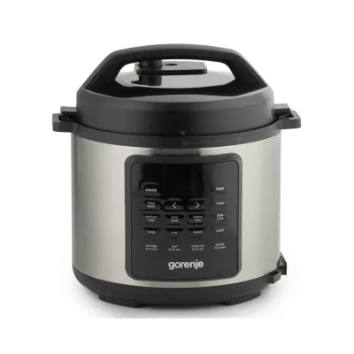 Мультиварка-скороварка Gorenje, 1000Вт, чаша-6л, електронне керув., 8 програм, метал/пластик, чорний-нерж