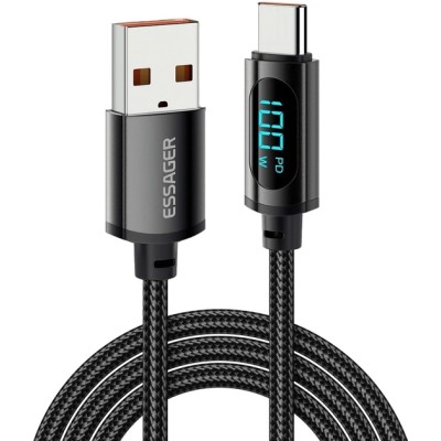 Кабель Essager Enjoy LED Digital Display USB Charging Cable 7A USB A to Type C 2m (EXCT-XYA01-P) Black