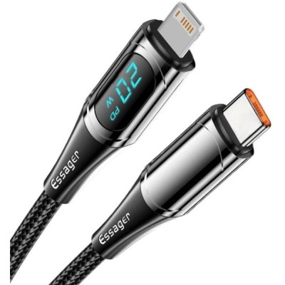 Кабель Essager LED Digital Display PD 20W Fast Charging Type C to Lightnining USB Cable 2m (EXCTL-YDA01) Black