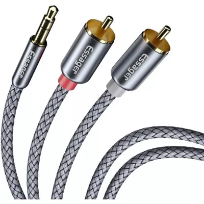 Кабель ESSAGER Monster Elbow RCA Audio Cable Jack 3.5 to 2 RCA Cable 3.5mm 3.5mm Jack to 2RCA Male Splitter Aux Cable 2M (EYPWT-