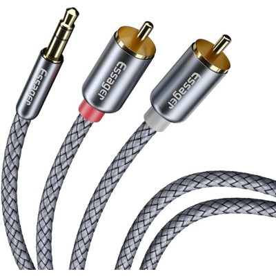 Кабель ESSAGER Monster Elbow RCA Audio Cable Jack 3.5 to 2 RCA Cable 3.5mm 3.5mm Jack to 2RCA Male Splitter Aux Cable 3M (EYPWT-