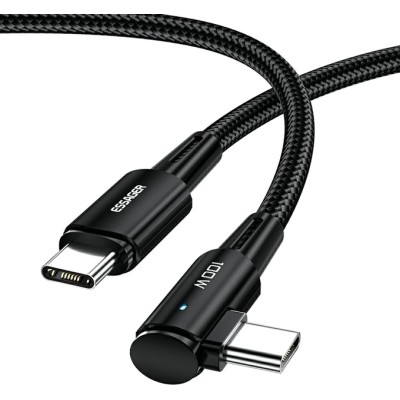 Кабель ESSAGER Sunset Bend Type 100W Fast Charging Type-C To Type-C USB Cable 3M (EXCTT1-CGWTC01) Black