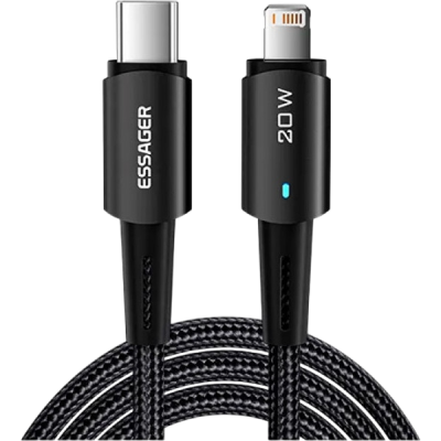 Кабель Essager Sunset Type-C to Lightning 20W USB Charging Cable 0.5m (EXCTL-CGB01) Black