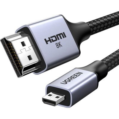 Кабель UGREEN HD164 Micro-HDMI Male To HDMI 2.1 Male 8K@60Hz 1m (15516) Black