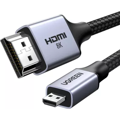 Кабель UGREEN HD164 Micro-HDMI Male To HDMI 2.1 Male 8K@60Hz 1m (15516) Black